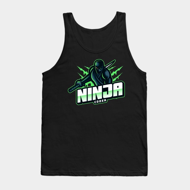 Ninja Coder Green Tank Top by Cyber Club Tees